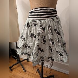Striped Waist Dog Print Skirt Sourpuss Sz Medium